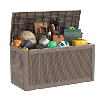 Olilawn 100 Gallons Resin Outdoor Storage Deck Box, the rattan version is beautiful and practical by olilawn