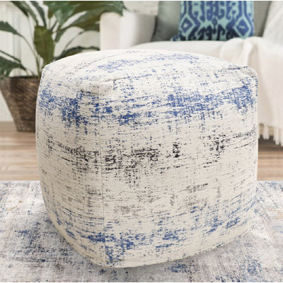 17" Wide Square Abstract Pouf Ottoman by Pasargad