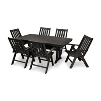 POLYWOOD Vineyard Folding Chair 7-Piece Dining Set with Trestle Legs by POLYWOOD