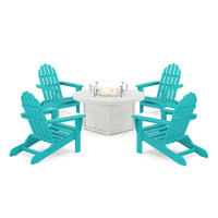 POLYWOOD Classic Folding Adirondack 6-Piece Conversation Set with Fire Pit Table by POLYWOOD