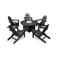 POLYWOOD Classic Folding Adirondack 6-Piece Conversation Set with Fire Pit Table by POLYWOOD