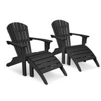 POLYWOOD Seashell Adirondack Set with Ottomans by POLYWOOD