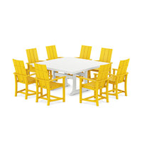 POLYWOOD Modern Adirondack 9-Piece Farmhouse Trestle Dining Set by POLYWOOD