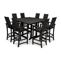 POLYWOOD Modern Adirondack 9-Piece Farmhouse Trestle Bar Set by POLYWOOD
