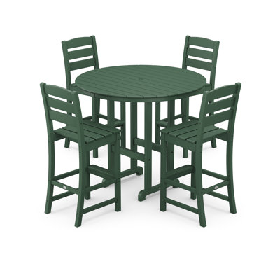 Lakeside 5-Piece Round Farmhouse Side Chair Bar Set by POLYWOOD