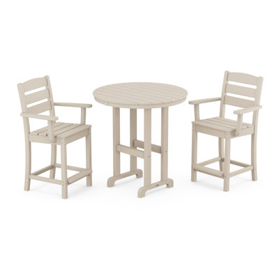 Lakeside 3-Piece Round Farmhouse Arm Chair Counter  Set by POLYWOOD