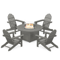 Classic Adirondack 5-Piece Conversation Set with Fire Pit Table by POLYWOOD