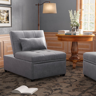 Hulse 3-In-1 Upholstered Convertible Sleeper Chair by Lark Manor