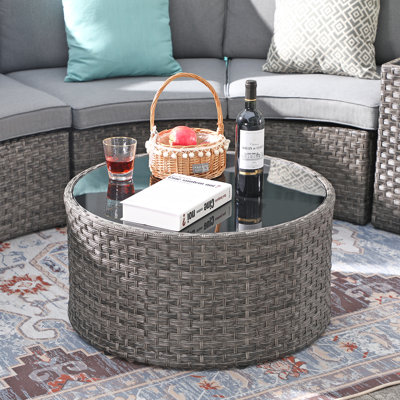 Wicker Glass-Top Coffee Table by OC Orange-Casual