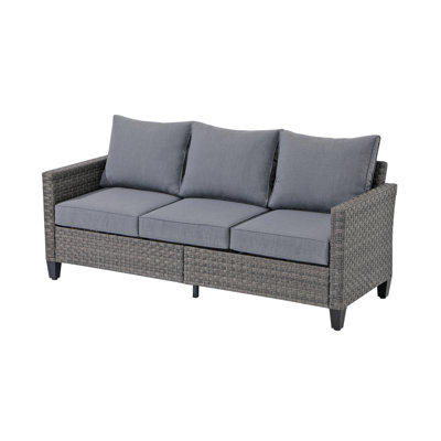 Wicker Outdoor Patio Sofa with Cushions by OC Orange-Casual