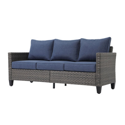 Wicker Outdoor Patio Sofa with Cushions by OC Orange-Casual