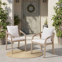 Marinee Acacia Wood Outdoor Dining Chair With Cushions
