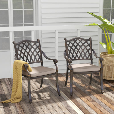 Metal Outdoor Stackable Dining Armchair With Cushion by OC Orange-Casual