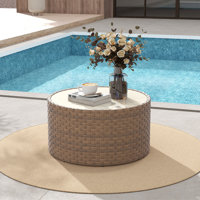Wicker Glass-top Coffee Table by Latitude Run