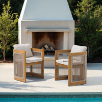 Januita Outdoor Acacia Wood Dining Chair With Cushions by Hokku Designs