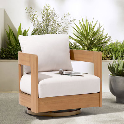 Outdoor Patio Swivel Chair With Cushions by Wade Logan
