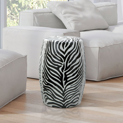 Zebra Leaf Porcelain Garden Stool