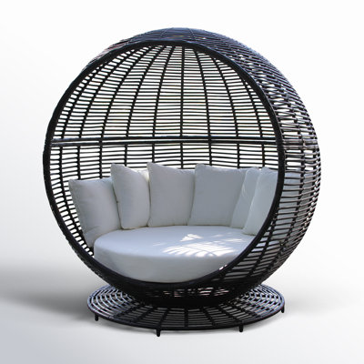 Carla 57" Wide Outdoor Wicker Patio Daybed with Sunbrella Cushions by AllModern