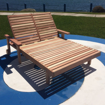 Varda Double Redwood Chaise Lounge with Arms by Orren Ellis