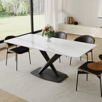 Lesle Faux Marble Top Dining Table with Carbon Steel Base by Orren Ellis