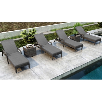 Ballu Reclining Chaise Lounge Set with Cushion and Table by Wade Logan