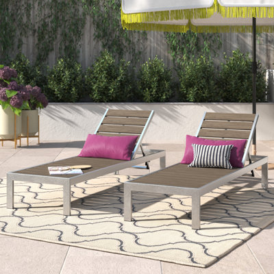Shore Aluminum Chaise Set of 2 In Silver Gray by Modway