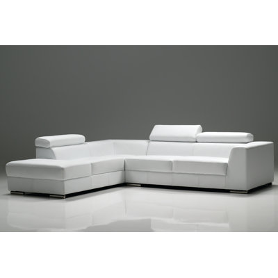 Icon 110" Wide Genuine Leather Left Hand Facing Corner Sectional by Mobital