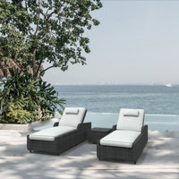Griffing 29.53" Long Reclining Outdoor Chaise Lounge Set with Cushions and Table by Wade Logan