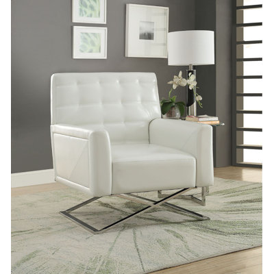 Bennacio 34" Wide Tufted Armchair in White by Wade Logan