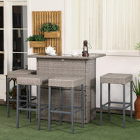 Skiba 5 Piece Outdoor Rattan Bar Height Dining Set
