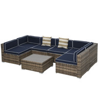 7 Piece Rattan Seating Group with Cushions