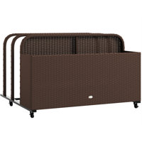 Outsunny Wicker Patio Pool Float Storage Basket, PE Rattan Outdoor Pool Caddy with Rolling Wheels for Floaties, Noodles, Life Vests, Beach Balls, Toys by Outsunny