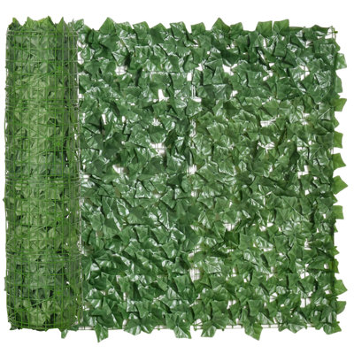 3 ft. H x 10 ft. W Artificial Faux Hedge Leaf Ivy Vine Mesh Privacy Screen by Outsunny