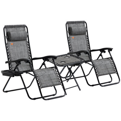 Reclining 3 Piece Zero Gravity Chair Set by Outsunny