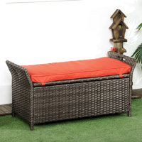 Outsunny Wicker Storage Bench in Brown by Outsunny