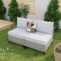 Emroy Wicker/Rattan 2 - Person Seating Group With Cushions by Ebern Designs