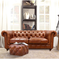 Paris Club Genuine Leather Chesterfield Sofa by Pasargad