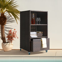 Water Resistant Wicker Towel Valet with Wheels & Cover by Patio Novagarden