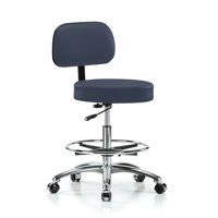 PERCH Chrome Walter Height Adjustable Exam Stool with Backrest and Foot Ring | Medium Bench Height 21-28.5" by Perch Chairs & Stools