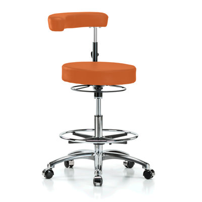 PERCH Chrome Height Adjustable Dental Stool with Procedure Arm and Foot Ring | Medium Bench Height 22.5-28" by Perch Chairs & Stools
