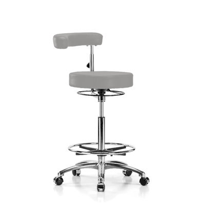 PERCH Chrome Height Adjustable Dental Stool with Procedure Arm and Foot Ring | High Bench Height 24.5-32" by Perch Chairs & Stools