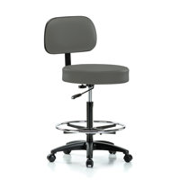 PERCH Walter Height Adjustable Exam Stool with Backrest and Foot Ring | High Bench Height 25-35" by Perch Chairs & Stools