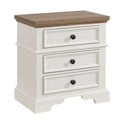 Picket House Furnishings Ulysses Youth 3-Drawer Nightstand in Brown and White by Picket House Furnishings