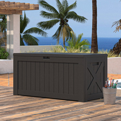 120 Gallons Water Resistant Lockable Deck Box by Patiowell