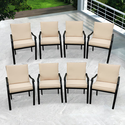 6 Pcs Patio Metal Dining Chairs, Outdoor Wroght Iron Seating Dining Chairs With Thick Cushions, Stackable Bistro Chair For Garden, Poolside, Backyard, by Puppywish