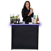 GoBar Portable Bar Table with Multi-Color LED Lights - Mobile Bartender Station