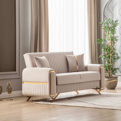 Robison 67" Convertible Loveseat with Storage, Small Sofa for Small Spaces, Living Room, Apartment, Office by Everly Quinn