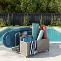 Metal Towel Rack Poolside Organizer, Poolside Float Storage, Pool Float Caddy Cabinet Deck Box, Versatile Cart With Wheels by Peak Home Furnishings