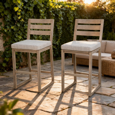 Patio Aluminum High Bar Chairs With Cushions by Peak Home Furnishings