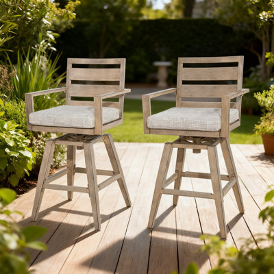 Patio Aluminum Swivel High Bar Chairs With Cushions by Peak Home Furnishings